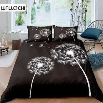 Пододеяльник с рисунком одуванчика, комплект постельного белья размера Queen для детей, пододеяльник с летающим цветком, однотонный двухспальный пододеяльник с цветочным мотивом в виде одуванчиков EU single(135x200cm)