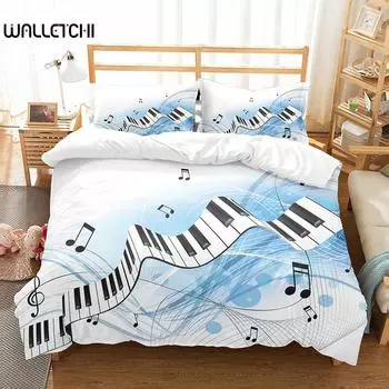 Пододеяльник с рисунком пианино из микрофибры, классический комплект постельного белья из 2/3 предметов с музыкальным рисунком, геометрическая полоса, королевский пододеяльник EU single(135x200cm)