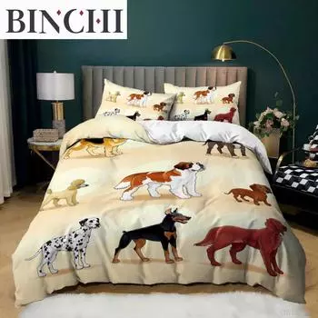 Пододеяльник с рисунком собаки из мультфильма, комплект постельного белья с изображением золотистого ретривера для девочек и мальчиков, любителей собак, мягкий полиэстеровый пододеяльник размера «king-size» EU single(135x200cm)