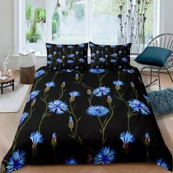Пододеяльник с рисунком «Василек», комплект постельного белья из 3 предметов для детей с рисунком «Цветок счастья», мягкий пододеяльник EU Single(135x200cm)