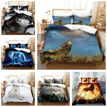 Пододеяльник с рисунком волка, комплект постельного белья для спальни, пододеяльник и наволочка с 3D цифровой печатью, одноместная/двуспальная кровать AU King, полноразмерная домашняя одежда Baby 100x135cm