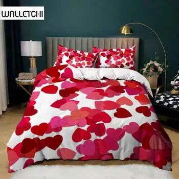 Пододеяльник с сердечками Love, комплект постельного белья King Size Valentines, розовый узор Love Heart, мягкий полиэстер для девочек и женщин, пододеяльник EU single(135x200cm)