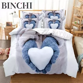 Пододеяльник с сердечками, наволочка, музыка, 3D, HD, постельное белье, King Queen, Twin, Single, Double, 3 шт., 2 шт., домашний текстиль EU single(135x200cm)&set