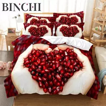 Пододеяльник с сердечками, наволочка, музыка, 3D, HD, постельное белье, King Queen, Twin, Single, Double, 3 шт., 2 шт., домашний текстиль EU single(135x200cm)&set