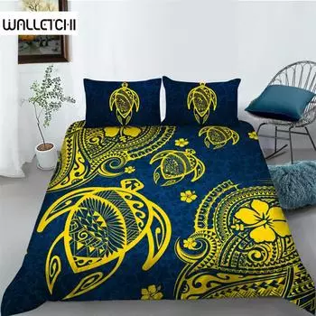 Пододеяльник с текстурой морской черепахи Комплект постельного белья в стиле бохо с изображением морских животных Комплект постельного белья из микрофибры Премиум-украшение для спальни EU single(135x200cm)