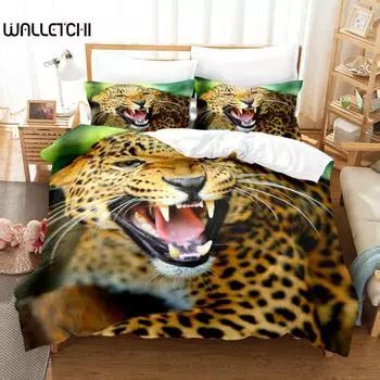 Пододеяльник с тигром King Wild Theme Twin Комплект постельного белья с рисунком животных Декор Пододеяльник из микрофибры Пододеяльник с изображением животных EU single(135x200cm)