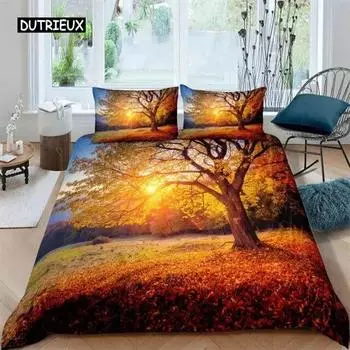 Пододеяльник с тропическими животными, комплект постельного белья с экзотическими животными, силуэт заката, полный для девочек и мальчиков, декор, пододеяльник с морской волной, Гавайи, комплект из трех предметов EU single(135x200cm)