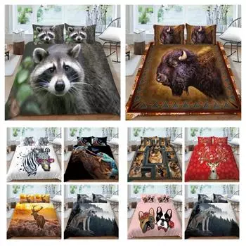 Пододеяльник с животным принтом, милый чехол для постельного белья, костюм с узором льва, постельная одежда для мальчиков и девочек, один размер, пододеяльник UK Single 135x200cm