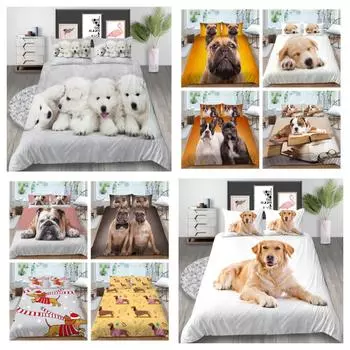Пододеяльник с животными, домашний текстиль для собак, постельное белье королевского размера, 3D пододеяльник, комплект постельного белья для подростков и взрослых UK Single 135x200cm