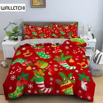 Пододеяльник Счастливого Рождества Постельное белье Рождественские украшения для дома Рождественские украшения Xmas Navidad Подарки С Новым годом EU single(135x200cm)