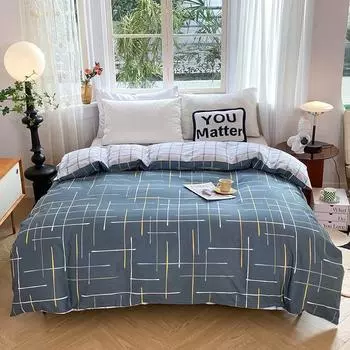 Пододеяльник Simple Lines с геометрическим рисунком, 100% хлопок, приятный для кожи, дышащий, двуспальный размер, постельное белье для мальчиков и девочек 160x210cm Single 1Pc