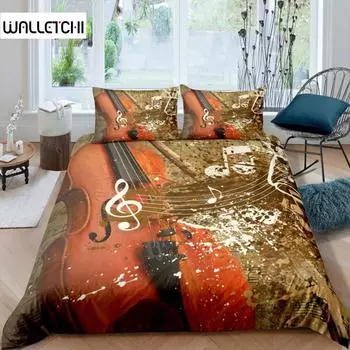 Пододеяльник со скрипкой, комплект постельного белья с классической музыкальной тематикой, одеяло с узором «тай-дай» для подростков и взрослых, пододеяльник из микрофибры для королевского одеяла EU single(135x200cm)
