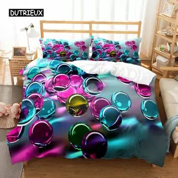 Пододеяльник со стеклянным шаром, комплект постельного белья из микрофибры, цветные прозрачные шарики, детские игрушки для детей-подростков, королева, король, пододеяльник EU single(135x200cm)