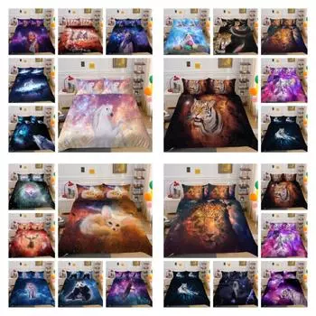 Пододеяльник со звездными животными, пододеяльник с 3D принтом для детей, роскошные домашние покрывала для мальчиков и девочек, романтический размер королевского постельного белья UK Single 135x200cm