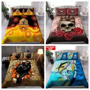 Пододеяльник Tmarc Tee Красивые черепахи Гибискус Гавайи Комплект постельного белья Наволочка Single 135x200cm