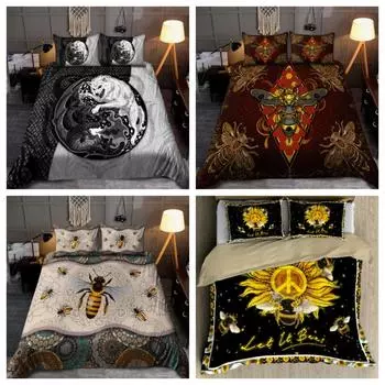 Пододеяльник Tmarc Tee Настроить имя Пара Череп Искусство Постельное белье Домашний текстиль Single 135x200cm