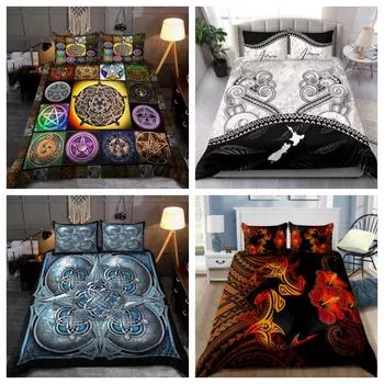 Пододеяльник Tmarc Tee Пара Акула Полинезийские Гавайи D Комплект постельного белья Декор для спальни Single 135x200cm