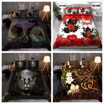 Пододеяльник Tmarc Tee Удивительная полинезийская Гавайская черепаха Золотой комплект постельного белья Наволочка Single 135x200cm