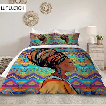 Пододеяльник в этническом африканском стиле для женщин, наволочка, двойной размер Queen King, полиэстеровый чехол-одеяло EU single(135x200cm)