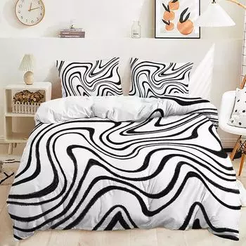 Пододеяльник в черно-белую полоску, наволочка, комплект из трех предметов, постельное белье, простой стиль 135 * 200 (two-piece set) 90g