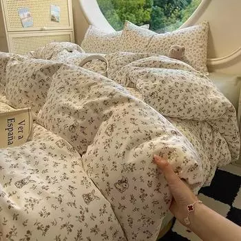 Пододеяльник в цветочном стиле, мягкий чехол для одеяла, односпальный/двуспальный/размера «queen», чехлы для одеяла, постельное белье для комнаты девочки (Наволочка Нужен заказ) Single 150x200cm 1pc