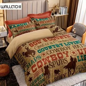 Пододеяльник в деревенском стиле с принтом «Рыцарь-ковбой», мягкий и удобный пододеяльник для спальни, гостевой комнаты 135X200cm