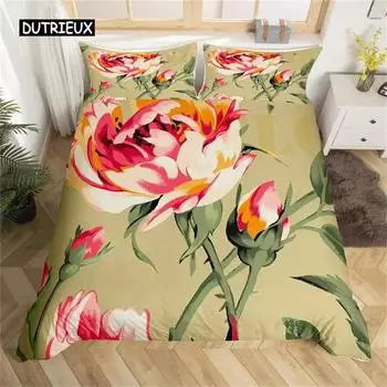 Пододеяльник в китайском стиле с цветочным узором, винтажное одеяло из микрофибры, садовый комплект постельного белья с цветочным принтом, постельное белье для несовершеннолетних, взрослая спальня EU single(135x200cm)