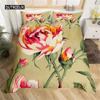 Пододеяльник в китайском стиле с цветочным узором, винтажное одеяло из микрофибры, садовый комплект постельного белья с цветочным принтом, постельное белье для несовершеннолетних, взрослая спальня EU single(135x200cm)