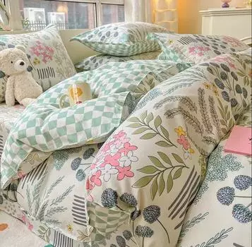 Пододеяльник в скандинавском стиле и комплект из 2 наволочек Twin Queen King Full Size 100% Cotton Ins Style Постельное белье Постельные принадлежности Мужской домашний текстиль 1.5m 4pcs 1.8x2.2&set