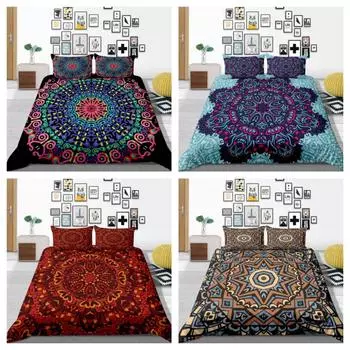 Пододеяльник в стиле бохо с 3D-принтом, домашний текстиль с наволочкой, роскошное одеяло, высококачественные комплекты постельного белья UK Single 135x200cm