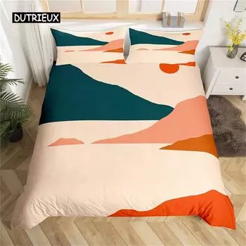 Пододеяльник в тон Абстрактный пейзаж Односпальный Кинг-сайз Квин-сайз Набор постельного белья в стиле фермерского дома Микрофибра Декор для спальни мужчины женщины EU single(135x200cm)