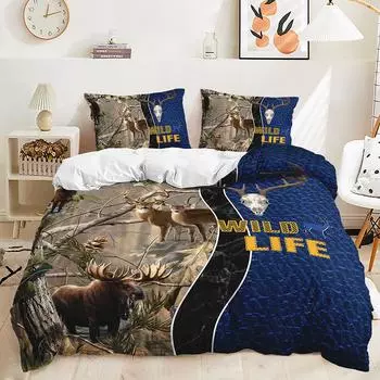 Пододеяльник Животное Олень Наволочка Цифровая печать Постельное белье Комплект из трех предметов 135 * 200 (two-piece set) 90g