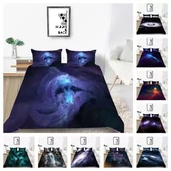 Пододеяльник Звездное небо Пододеяльник Звездный свет Комплект постельного белья 3D King Size Постельное белье для мальчиков, девочек, женщин, мужчин, дышащие комплекты постельного белья UK Single 135x200cm
