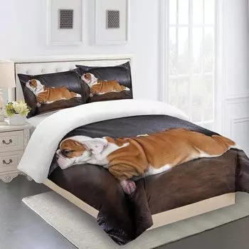 Пододеяльники, комплект постельного белья из 3 предметов в стиле животных и собак, 3D-одеяло, наволочка, полный комплект постельного белья Queen Summer Home Dormitory W90xL190cm