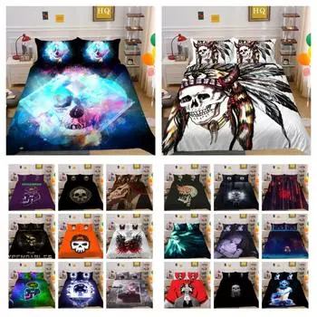 Пододеяльники с принтом черепа, постельное белье, двойной размер, полиэстер, домашнее постельное белье для подростков, высококачественные покрывала UK Single 135x200cm