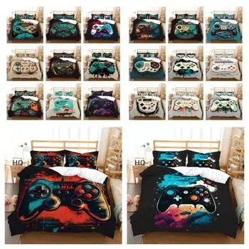 Пододеяльники с принтом для игровой консоли, полноразмерный комплект постельного белья, чехол для мужского детского дизайна, высококлассный домашний текстиль UK Single 135x200cm