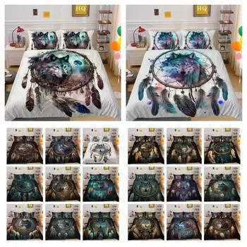 Пододеяльники с принтом волка из микрофибры, односпальный комплект постельного белья, детский мягкий высококачественный домашний комплект постельного белья UK Single 135x200cm