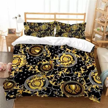 Пододеяльники высокого качества для детей, подростков, королевский размер, покрывала, домашний декор для спальни, 3D золотой трофей, комплект постельных принадлежностей, чехол UK Single 135x200cm