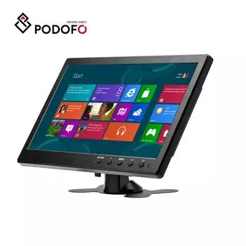 Podofo 10.1 HD Автомобильная система парковки Монитор, мини-телевизор и компьютерный дисплей Цветной ЖК-экран для автомобильной камеры заднего вида Встроенный динамик BNC / AVI / VGA / HDMI EU чёрный