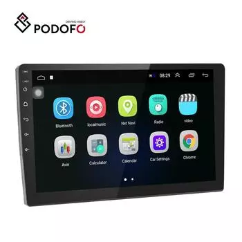 Podofo 10,1 Универсальный Android-радио, авто, Android-плеер 9,1, автомобильный плеер, поддержка зеркальной связи, заднего вида, Wi-Fi, GPS, BT, FM, управление на руле чёрный