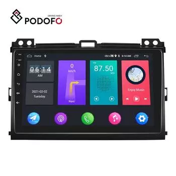 Podofo 1 + 16G 2 Din 9 дюймов Android 11,0 Автомобильный радиоприемник для Toyota Prado 2004-2009 HD 1080P WIFI GPS Bluetooth FM Зеркальная связь заднего вида