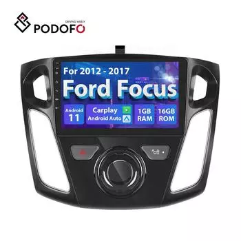 Podofo 1 + 16G Android 11 2 Din 9 Автомагнитола для Ford Focus 2012-2017 с Carplay/Android Auto GPS WIFI Bluetooth FM вид сзади