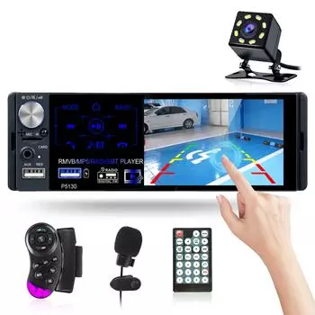 Podofo 1 Din 4,1 автомобильный MP5-плеер HD с сенсорным экраном, зеркальная связь, задний вид, Bluetooth, FM, RDS, радио, USB, музыка, фильм, руль/пульт дистанционного управления