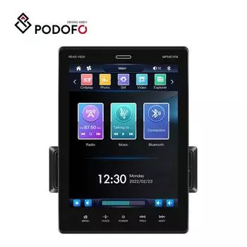 Podofo 1 Din 9,5-дюймовый вертикальный сенсорный экран Автомобильный MP5-плеер Carplay Android Auto Mirror Link DVR заднего вида SWC Bluetooth FM TF/USB 4 Led Camera