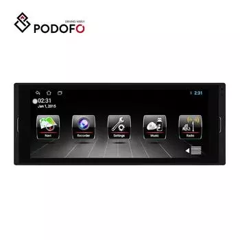 Podofo 1 Din Универсальное автомобильное радио 6,9-дюймовый автоматический Android-плеер Поддержка WIFI GPS Зеркало заднего вида Ссылка Управление на рулевом колесе BT FM с 4ИК-камерой заднего вида