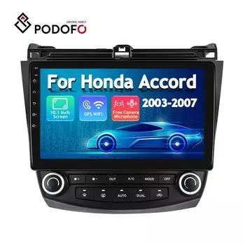 Podofo 2 Din 10,1 Автомагнитола для Honda Accord 7 2003-2007 1 + 16G Mirror Link GPS Wi-Fi EQ Bluetooth FM RDS Вид сзади SWC Сенсорный экран Стерео