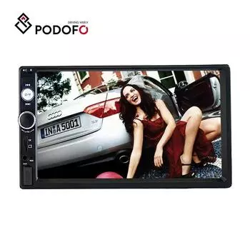 Podofo 2 Din 7-дюймовый авторадио автомобильный MP5-плеер автомобильный радиоприемник зеркальная связь заднего вида Bluetooth FM-приемник автомобильный Hi-Fi управление рулевым колесом USB AUX-вход without backup camera чёрный