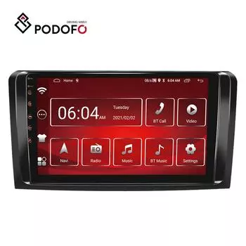 Podofo 2 Din 9 дюймов 2 + 32G Android 11 Автомобильный радиоприемник для Mercedes-Benz ML series 2005-2011 HD 1080P Bluetooth WIFI GPS FM Зеркало заднего вида Ссылка