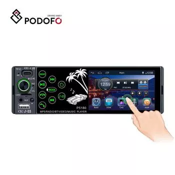 Podofo 3,8-дюймовый автомобильный MP5-плеер емкостный сенсорный экран HD Автомобильный MP5 Поддержка заднего вида BT с дистанционным управлением 4IR камера заднего вида