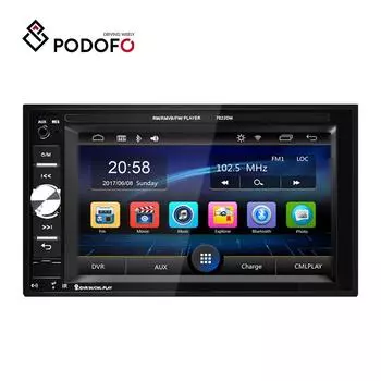 Podofo 6,2 дюйма Универсальный автомобильный MP5-плеер 2 Din Аудио с сенсорным экраном Радио Авто Радио Поддержка зеркала заднего вида Ссылка BT FM Пульт дистанционного управления и управление на рулевом колесе With 4 Light